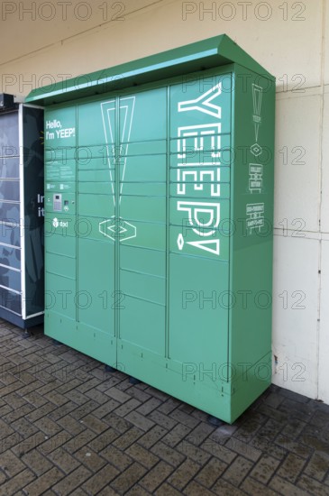YEEP parcel delivery and return lockers operated by DPD, Chippenham, Wiltshire, England, UK