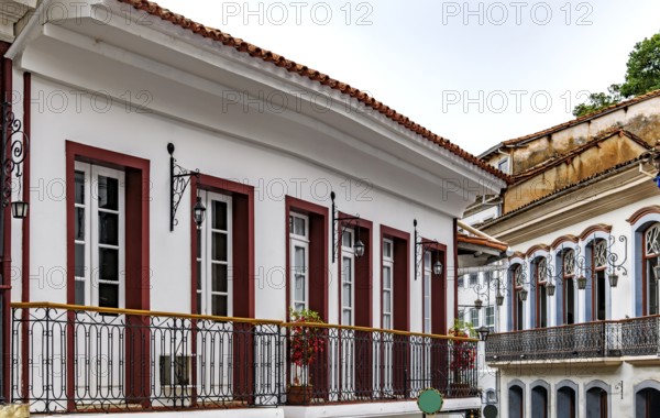 Old streets and buildings in the historic city of Ouro Preto in Minas Gerais, Ouro Preto, Minas Gerais, Brazil