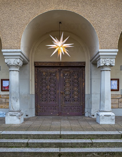 Gate at the New Apostolic Church in Berlin Tegel, Berlin, Germany