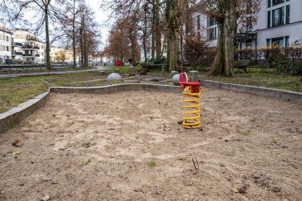 Monotonous children's playground in a residential complex in Berlin Tegel, Germany