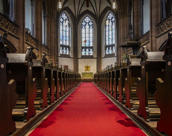 Protestant Epiphany Church on Sachsenhäuser Ufer, neo-Gothic church of the late 19th century, Frankfurt am Main, Hesse, Germany