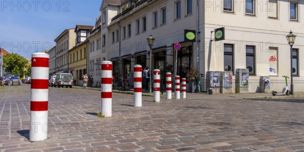 Road block due to bollards on Gutenbergstraße and Jägerstraße in Potsdam, Brandenburg, Germany