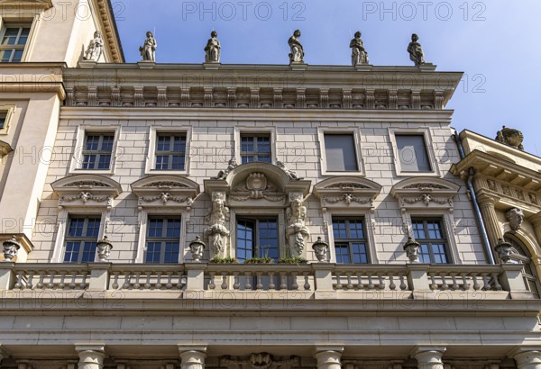 Classicist house façade on the Old Market in Potsdam, Brandenburg, Germany