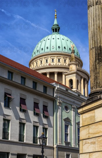 View of the dome of St. Nicholas Church, classicist church with view, Alter Markt, Potsdam, Brandenburg, Germany