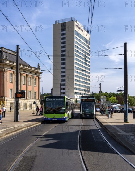 Bus and tram stop at Mercure Hotel, Potsdam, Brandenburg, Germany