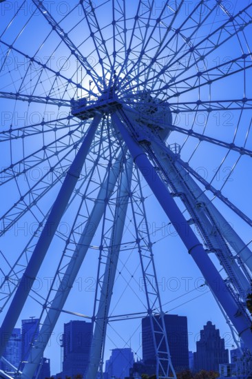 The Montreal Observation Ferris Wheel or La Grande Roue de Montreal amusement ride, Old Port of Montreal, Quebec, Canada. George Ferris (1859–96), is the American engineer who invented the ferris wheel