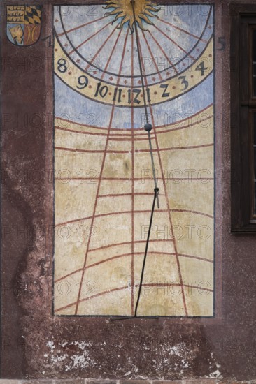 Sundial, courtyard, Blaubeuren Abbey, Swabian Jura, Baden-Württemberg, Germany