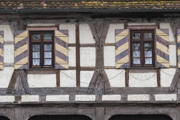 Old timber-frame house, Fachwerk, Blaubeuren, Swabian Jura, Baden-Württemberg, Germany