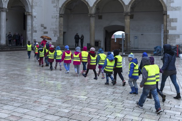 Schoolchildren visiting Wawel Hill, Krakow, Poland