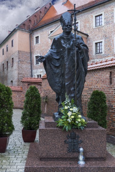 Statue of Pope John Paul II on Wawel Hill, Krakow, Poland