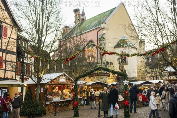 Christmas market, Eguisheim, Haut-Rhin, Grand Est Region, Alsace, France