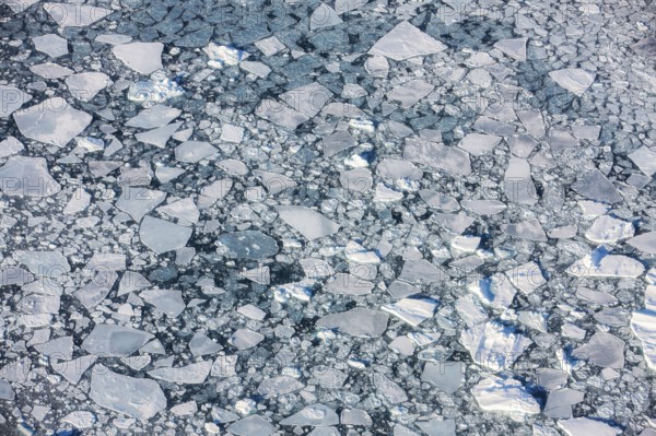 Aerial view of melting icepack in the East Greenland, Greenland (Kalaallit Nunaat), Arctic Ocean, climate change, global warming, geographically part of North America, politically part of the Kingdom of Denmark