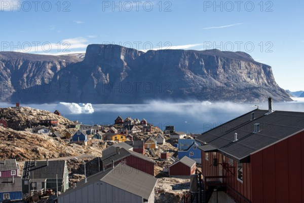 Village of Uummannaq, located on Uummannaq Island in the Uummannaq Fjord, northwestern Greenland, North America