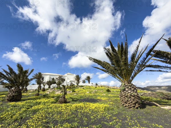 Ermita de las Nieves chapel on the hiking trail from Peñas del Chache to Caltea de Famara, Caleta de Famara, Lanzarote, Canary Islands, Spain