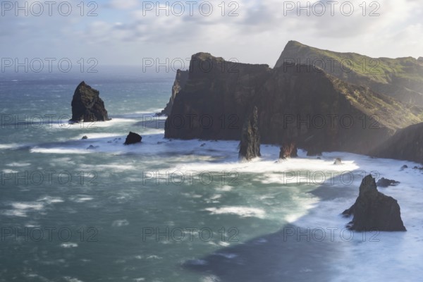 Rock formations in the Atlantic Ocean, volcanic peninsula, Ponta de São Lourenço, Ponta de Sao Lourenco, rocky coast, Punta de San Lorenzo, Madeira, Portugal
