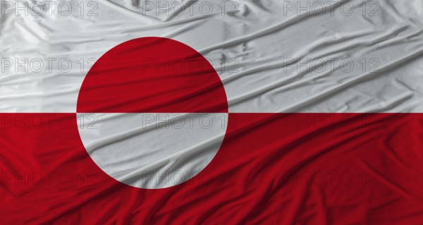 Greenland flag waving. Flag of Greenland with cloth texture