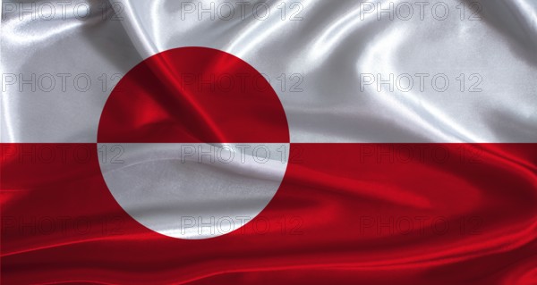 Greenland flag with cloth textured background. National flag of Greenland with realistic texture