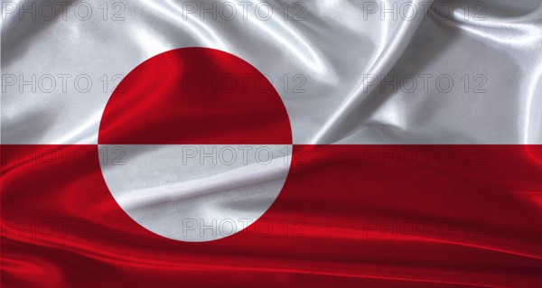National flag of Greenland with cloth texture. Greenland flag with realistic texture background