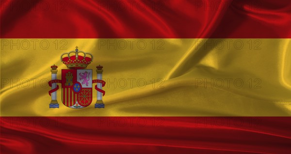 National flag of Spain with cloth texture. Spain flag with realistic texture background