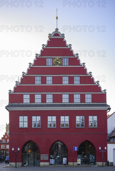 Historic Town Hall on the Market Square of the Hanseatic City of Greifswald, Mecklenburg-Western Pomerania, Germany, for editorial use only