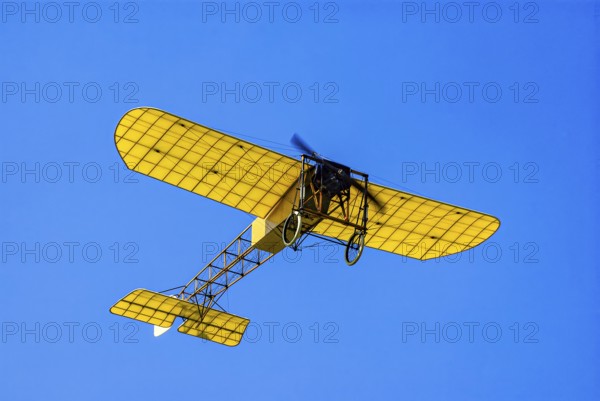 Flight demonstration of a replica Bleriot XI La Manche by Mikael Carlson as part of the 16th vintage air meeting on Hahnweide, Kirchheim unter Teck, Baden-Württemberg, Germany, for editorial use only