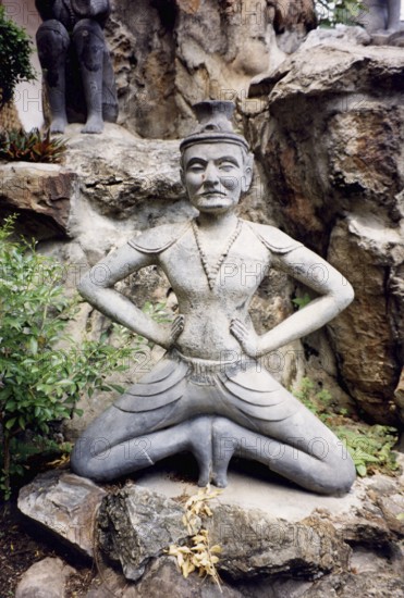 Yoga, yoga sculpture in Buddha, Wat Po, Buddhism, religion, Bangkok, Thailand, Southeast Asia
