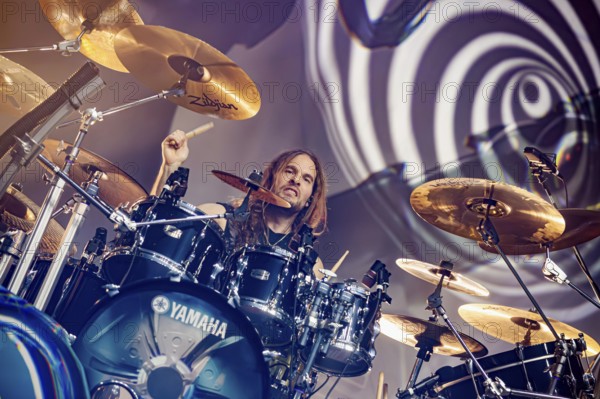 Morten Løwe Sørensen, drummer of Amaranthe, live on Arcane Dimensions Tour 2026 at Zenith in Munich on 17.01.2026
