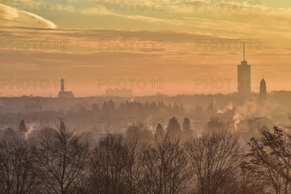Winter sunrise over Augsburg, Bavaria, Germany
