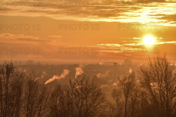 Sunrise over Augsburg in winter, Bavaria, Germany