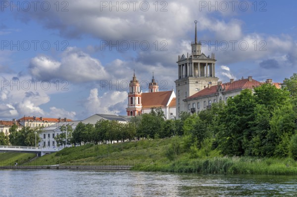 Church of Saints Philip and James and House of Scientists near the Lukišk? s Square in the Old Town of the capital city Vilnius, Lithuania