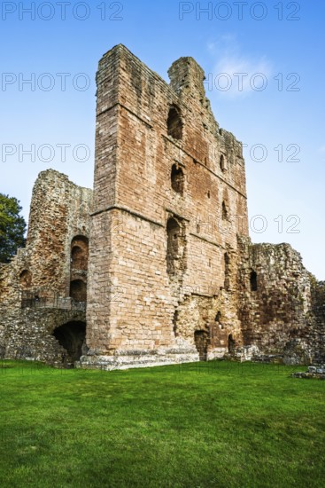 Ruins of Norham Castle and River Tweed, Norham, Northumberland, England, United Kingdom