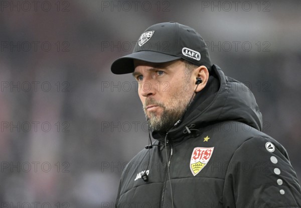 Coach coach Sebastian Hoeness VfB Stuttgart portrait thoughtful MHPArena, MHP Arena Stuttgart, Baden-Württemberg, Germany