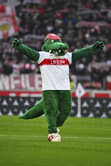 Mascot Fritzle VfB Stuttgart gesture MHPArena, MHP Arena Stuttgart, Baden-Württemberg, Germany