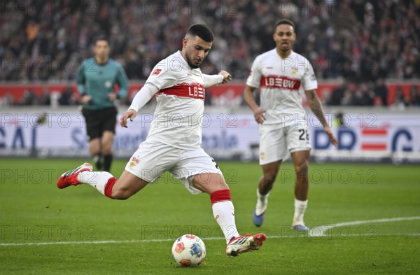 Goal kick Action Goal chance Deniz Undav VfB Stuttgart (26) Nikolas Nartey VfB Stuttgart (28) MHPArena, MHP Arena Stuttgart, Baden-Württemberg, Germany