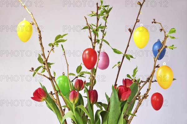 Still life with Easter eggs, Easter bouquet, Germany