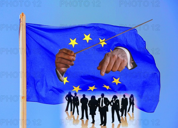 Symbolic picture of who conducts the EU, leadership, boss or boss, resistance against USA and mafia methods by Donald Trump, elections, EU elections, population, multilateral negotiation, economic areas, capitalism, communism, treaties, agreements, nation states, agreements, international law, opponents, protectionism, espionage, tariff agreements, taxation, European Parliament, Brussels