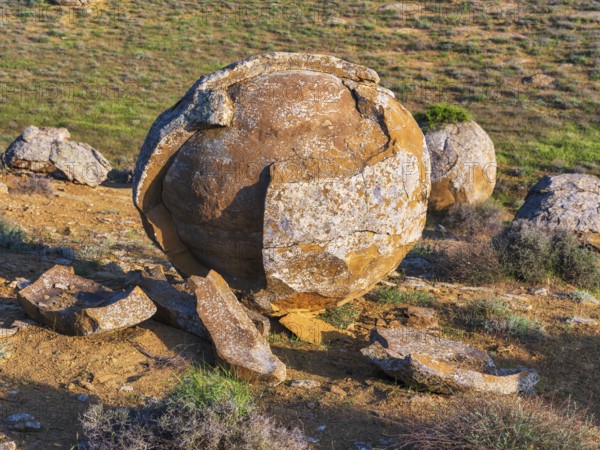 The large spherolites (concretions) at Torysh, with over 500–600 spheres of various sizes covering approximately 2–3 km² of terrain in the Valley of Balls, Mangystau region, Kazakhstan, Central Asia