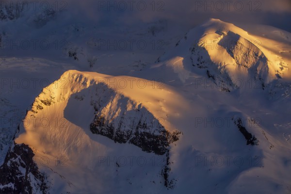 Pollux (4'092?m -13'425?ft) peak in the Pennine Alps at sunset, Gornergrat, Zermatt, Canton of Valais, Switzerland