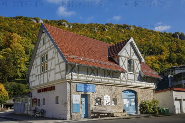 Wilhelm Hauff-Museum, half-timbered house, Lichtenstein-Honau, Municipality of Lichtenstein, Baden-Württemberg, Germany