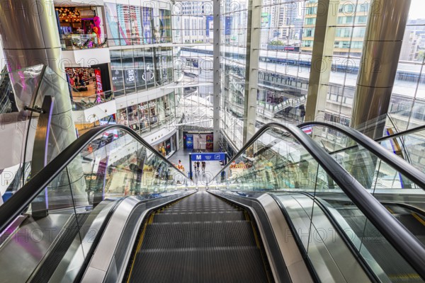 Themed shopping mall, Thailand's longest escalator, luxury stores, Terminal 21, Bangkok, Thailand's metropolis, Thailand