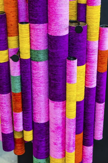 Jim Thomson House and Museum, rolls of colored silk fabrics, Bangkok, Thailand's metropolis, Thailand