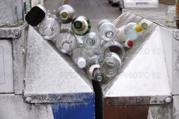 Empty bottles on a dumpster, Germany
