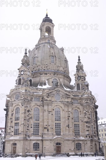 Church of Our Lady Dresden with snow, winter, Saxony, Germany