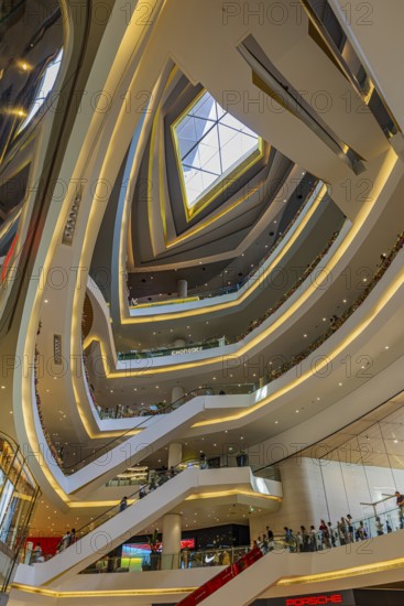 Skylight and various floors connected by escalators in Iconsiam Shopping Center, Bangkok, Thailand's metropolis, Thailand