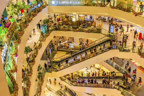 Different floors connected by escalators in Iconsiam Shopping Center, Bangkok, Thailand's metropolis, Thailand