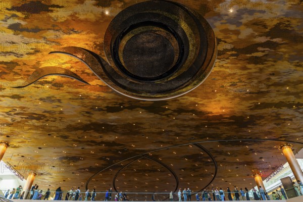 The ceiling outlet for the artificial waterfall, Magic Waterfall, Iconsiam Shopping Center, Bangkok, Thailand's metropolis, Thailand