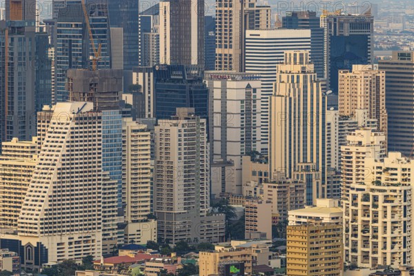 Over the rooftops of Bangkok, view from the Moon Bar on the roof terrace of the Banyan Tree Hotel, Sathon, Bangkok, Thailand's metropolis, Thailand