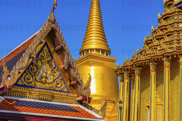 The Grand Royal Palace, Wat Phra Kaeo Buddhist Temple, the Golden Chedi, Phra Nakhon, Bangkok, Thailand's Metropolis, Thailand