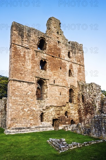 Ruins of Norham Castle and River Tweed, Norham, Northumberland, England, United Kingdom