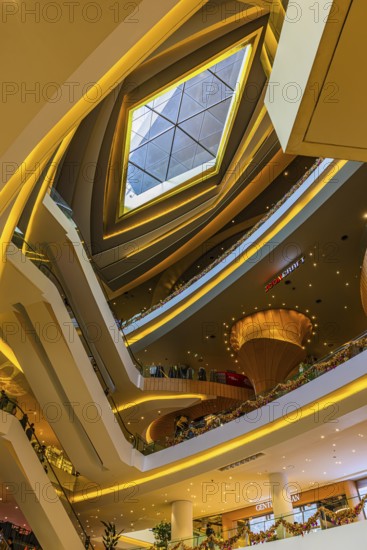 Skylight and various floors connected by escalators in Iconsiam Shopping Center, Bangkok, Thailand's metropolis, Thailand